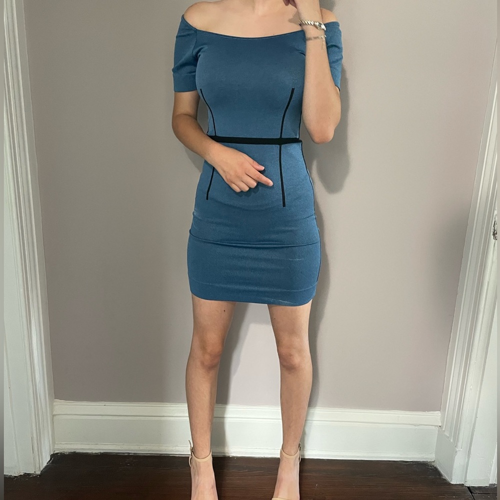 Y2K blue bodycon dress